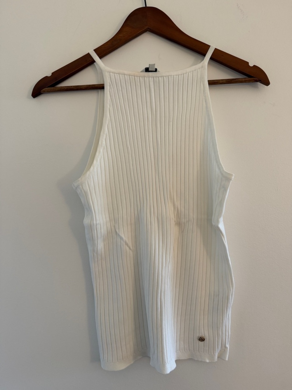 Ted Baker London White Ribbed High-Neck Tank size 3